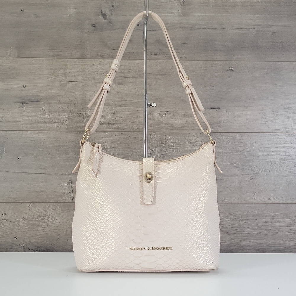 Dooney & Bourke Pearl Pale Pink Python Embossed Leather Shoulder Bag